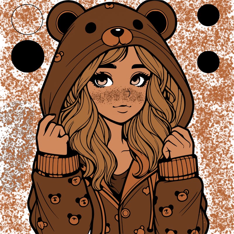 realistic girl in a animal pjs hoodie