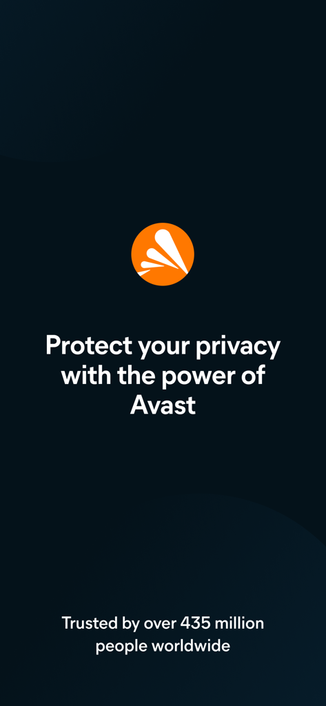 Avast Secureline VPN splash screen with privacy protection message and brand logo