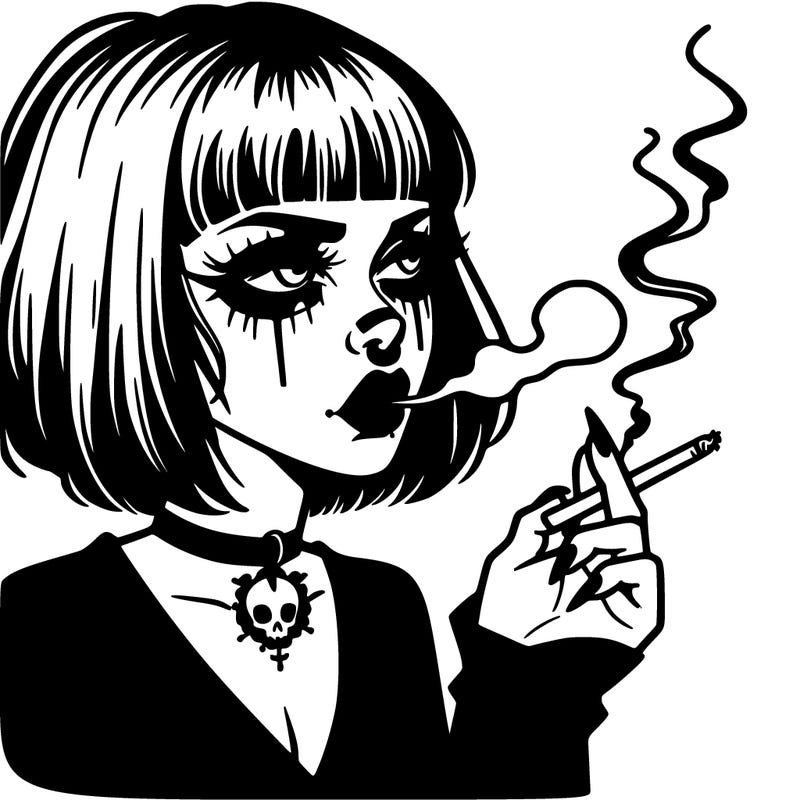 goth girl smoking