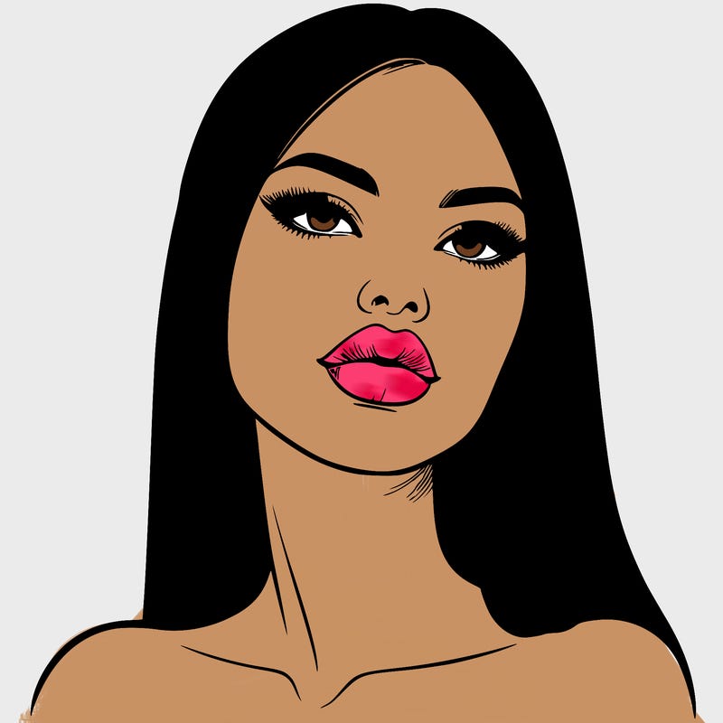 realistic woman with full lips