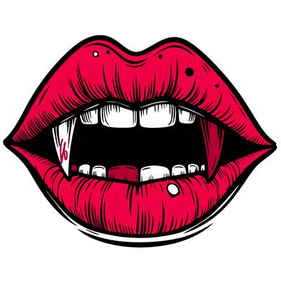 lips with vampire teeth