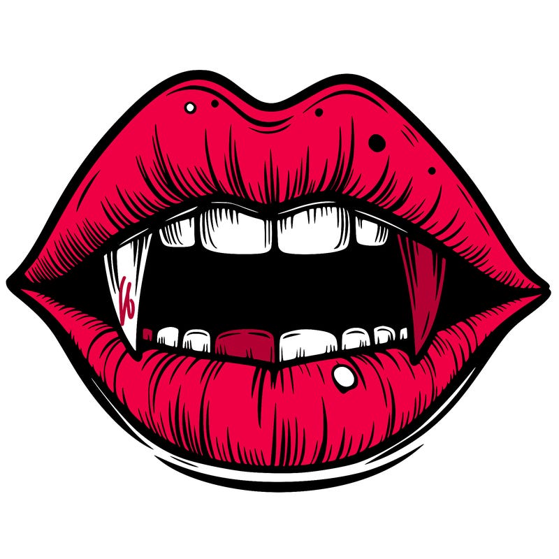 lips with vampire teeth