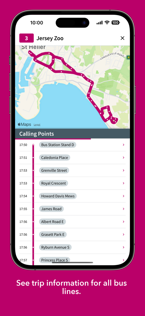 LibertyBus - LibertyBus 모바일 앱 화면에 버스 노선 지도와 예정된 정류장 목록이 표시됨