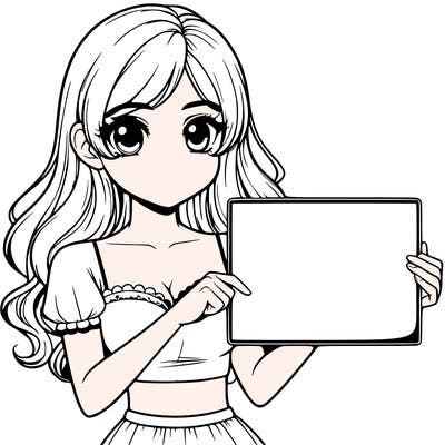 realistic pretty girl holding blank sign