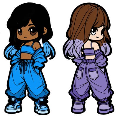 girl in crop top and baggy pants