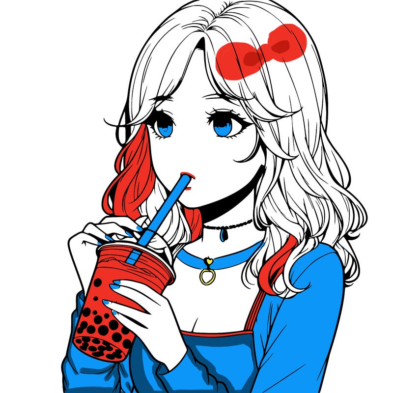 realistic girl drinking boba tea