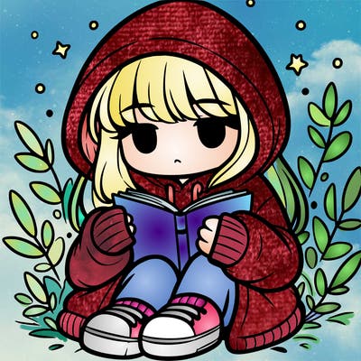 girl in oversized hoodie reading a book