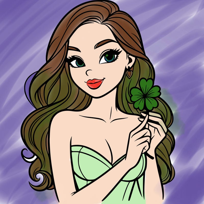 beautiful woman  carrying a clover