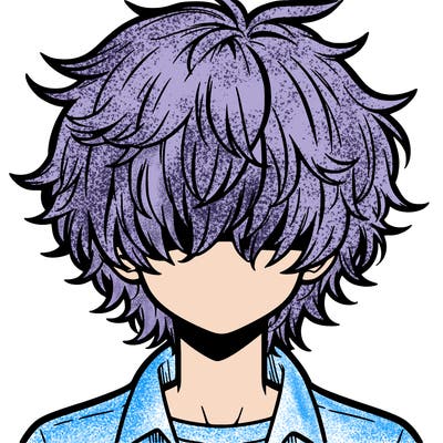 manga boy fluffy hair covering his eyes