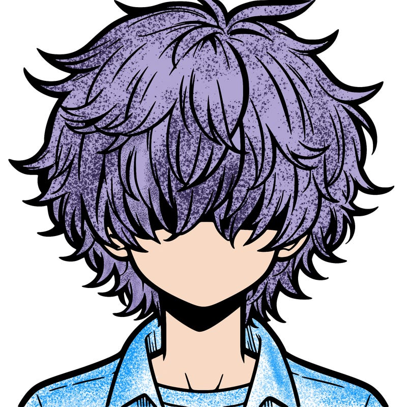 manga boy fluffy hair covering his eyes