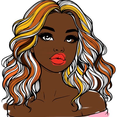 realistic girl with wavy hair and lips