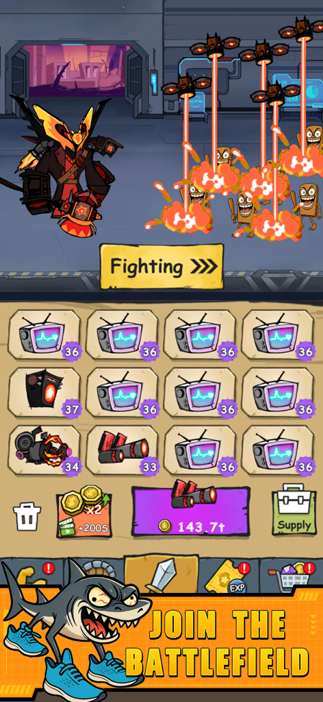 Blade Clash: Hero Rush Games - Blade Clash Hero Rush gameplay screen showing battle action and item merge inventory