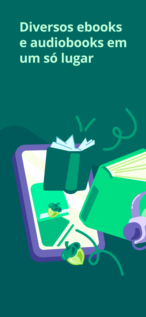 Skeelo: Audiobooks & Ebooks - Skeelo app illustration showing digital books and headphones on a smartphone