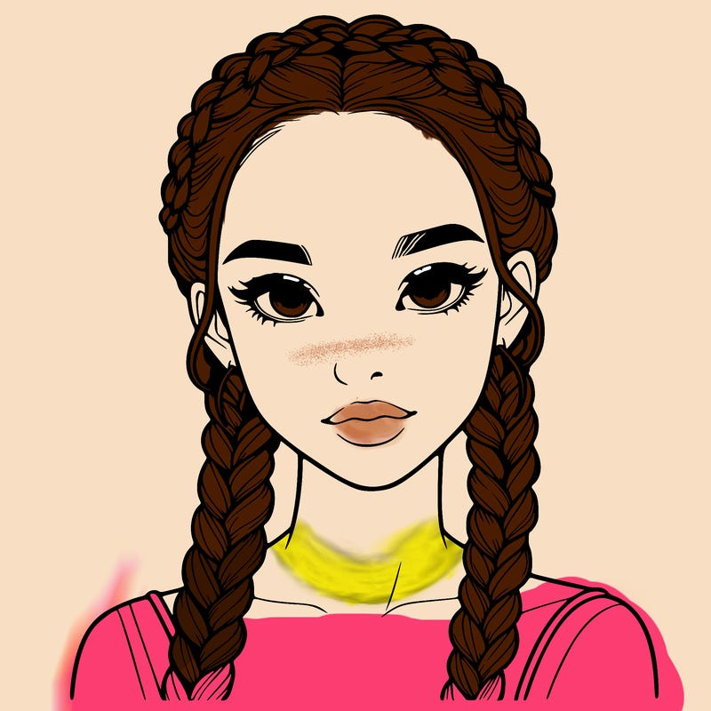realistic girl with braids