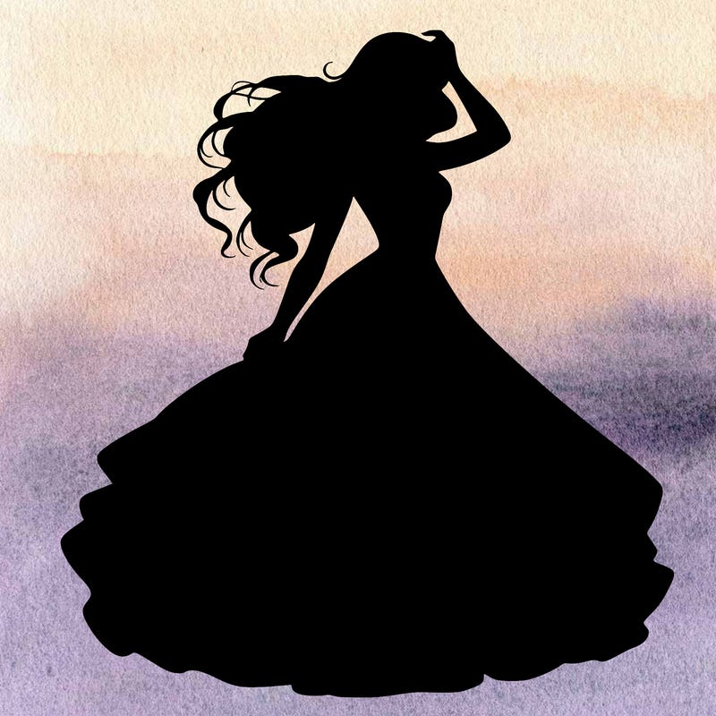 realistic woman with dress flowing in the wind