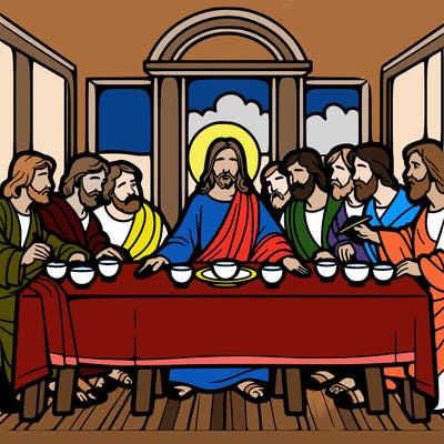 jesus shares the last supper with twelve apostles