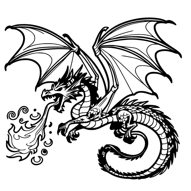 dragon flying breathing fire