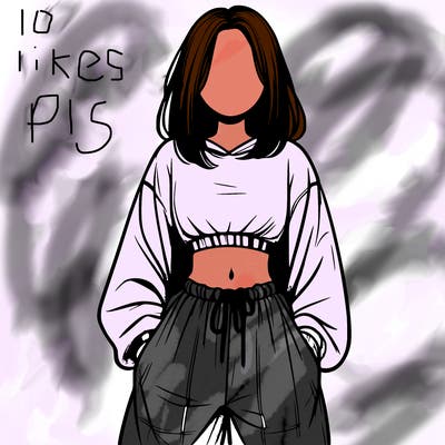 realistic girl faceless with baggy pants and a crop top