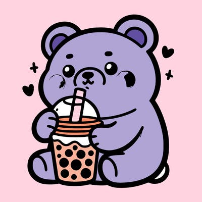 bear dinking boba