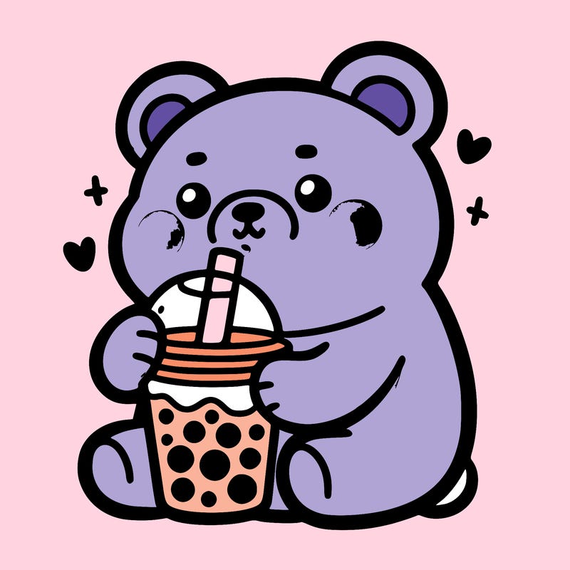 bear dinking boba