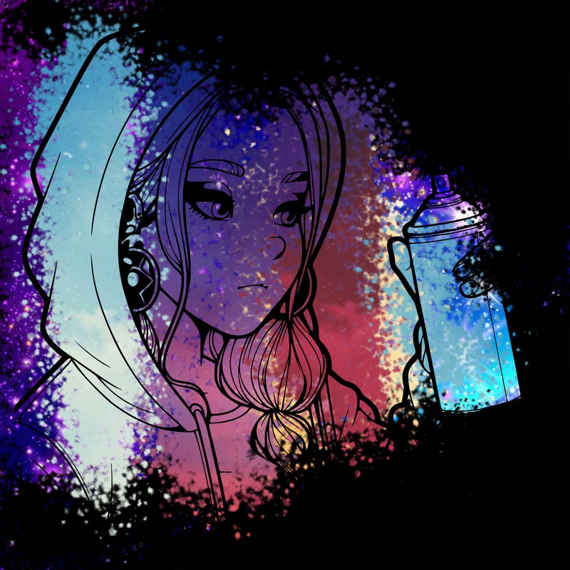 a realistic girl, spray painting