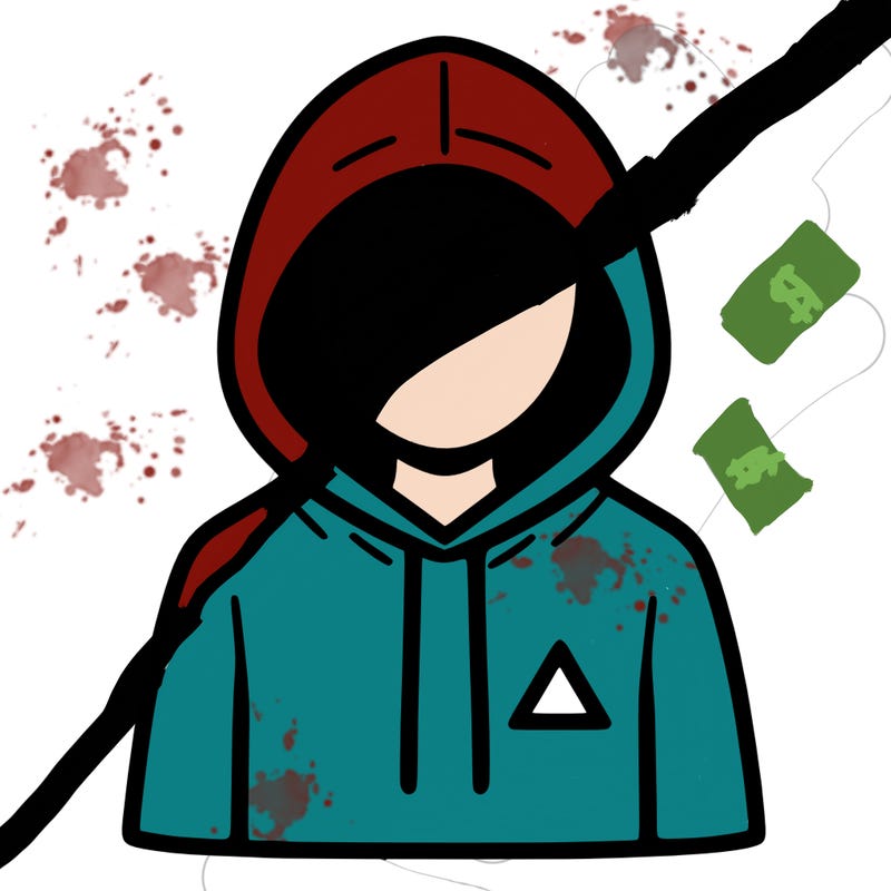 a person with non face waering a hoodie with a small triangle symbol