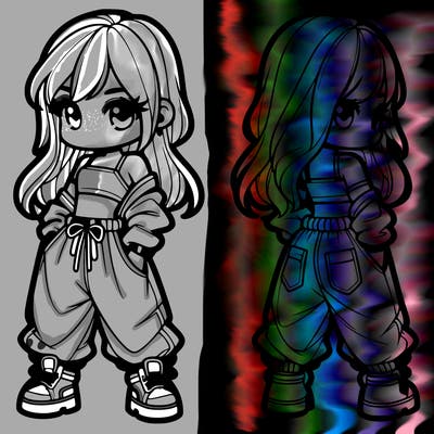 girl in crop top and baggy pants