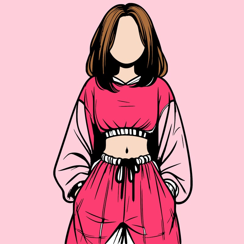 realistic girl faceless with baggy pants and a crop top