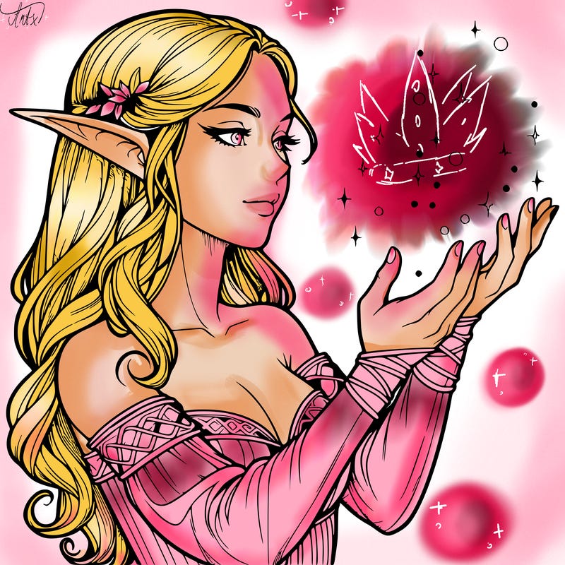 realistic elf girl doing magic