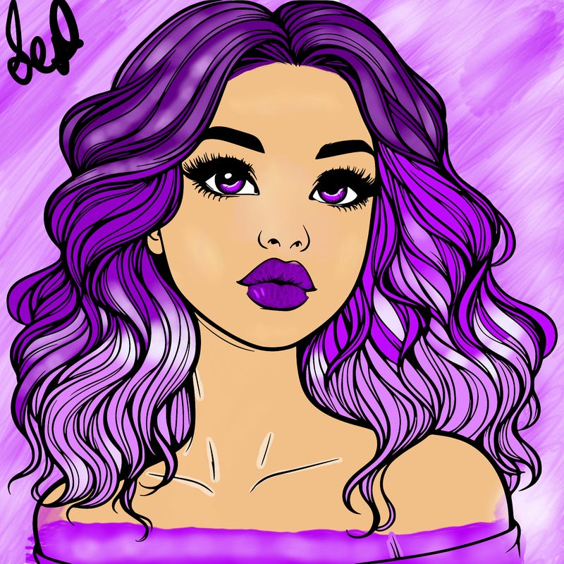 realistic girl with wavy hair and lips