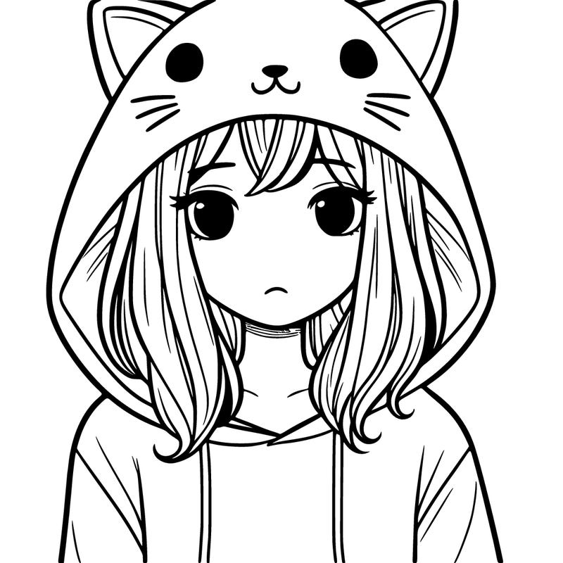 girl with cat hoodie
