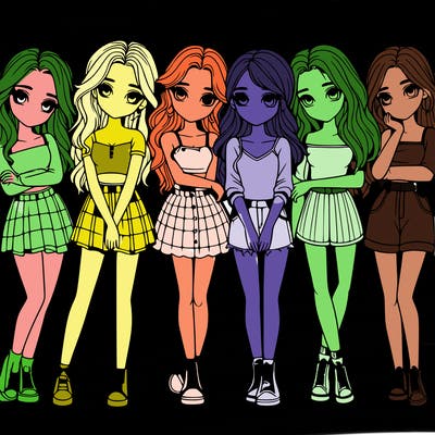 a group of girls realistic