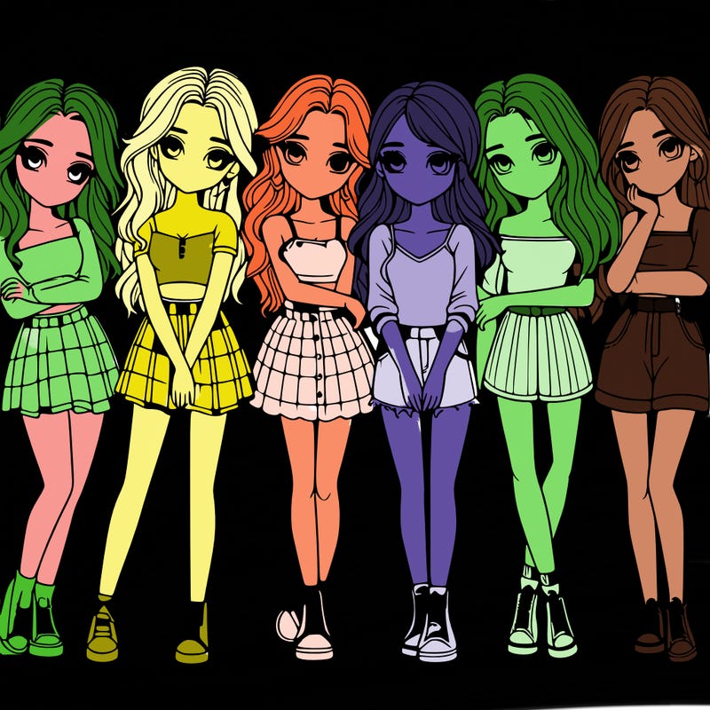 a group of girls realistic