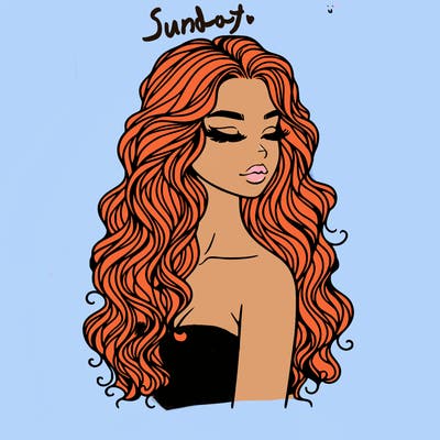 a realistic woman with long curly hair