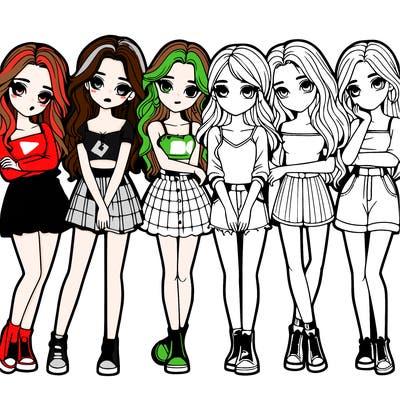 a group of girls realistic