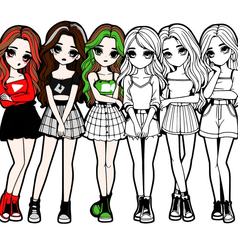 a group of girls realistic