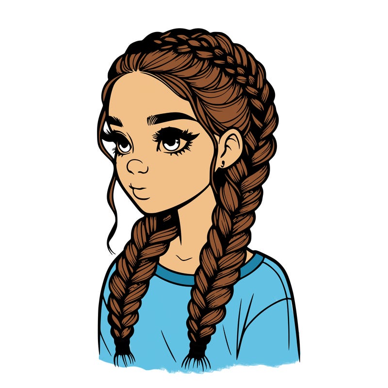 realistic girl with braids