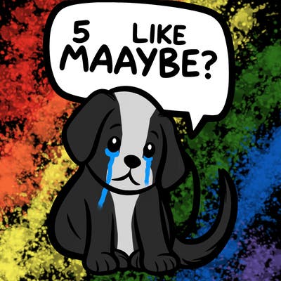 a puppy that says 5 like maybe
