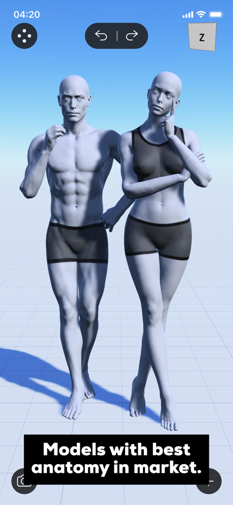 Realistic male and female 3D human models for art pose reference