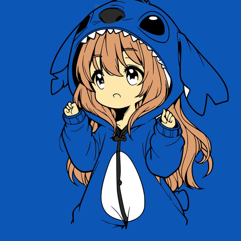 anime girl in a stitch onsie