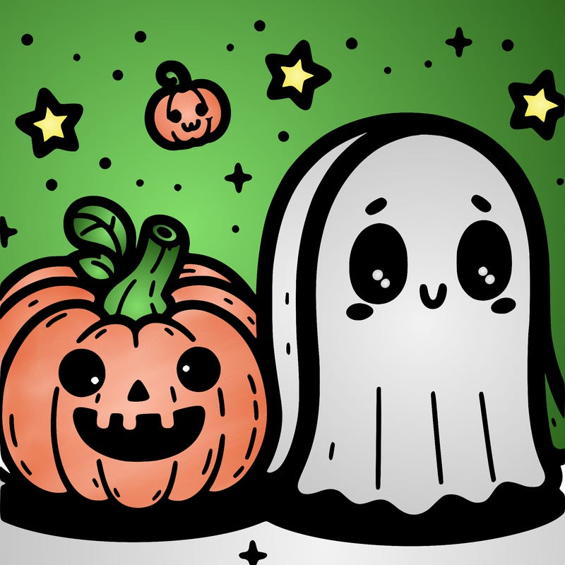 cute pumpkin and ghost