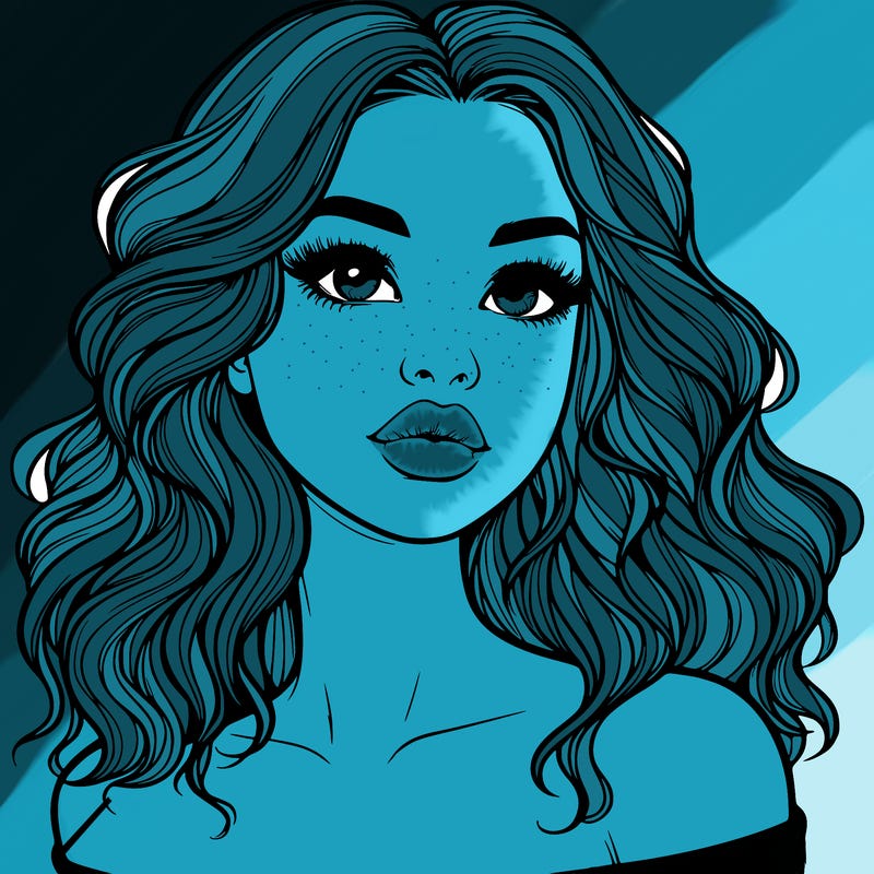 realistic girl with wavy hair and lips