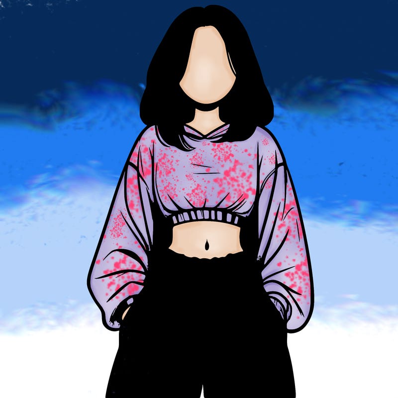 realistic girl faceless with baggy pants and a crop top