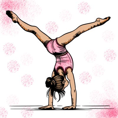 realistic gymnastic hand stand girl in four splits