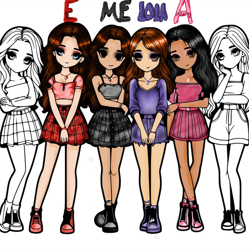 a group of girls realistic