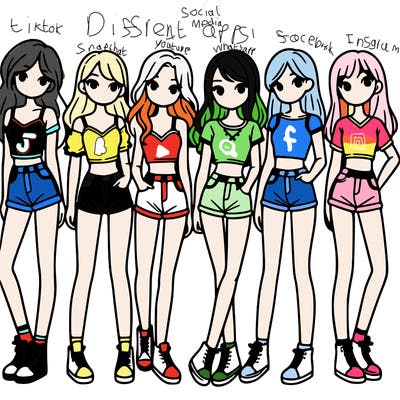 a group of girls wearing crop tops and shorts