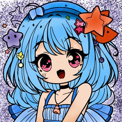 cute anime girl with star accessories