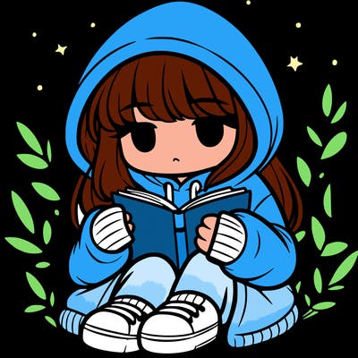 girl in oversized hoodie reading a book