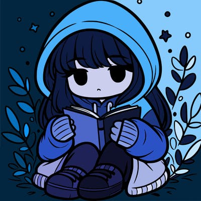 girl in oversized hoodie reading a book