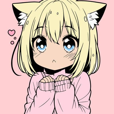 shy anime catgirl